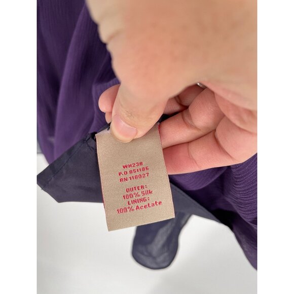 Boden Sleeveless Formal Chiffon Dress Size 14 100% Silk Purple Embellished Waist - Picture 6 of 9